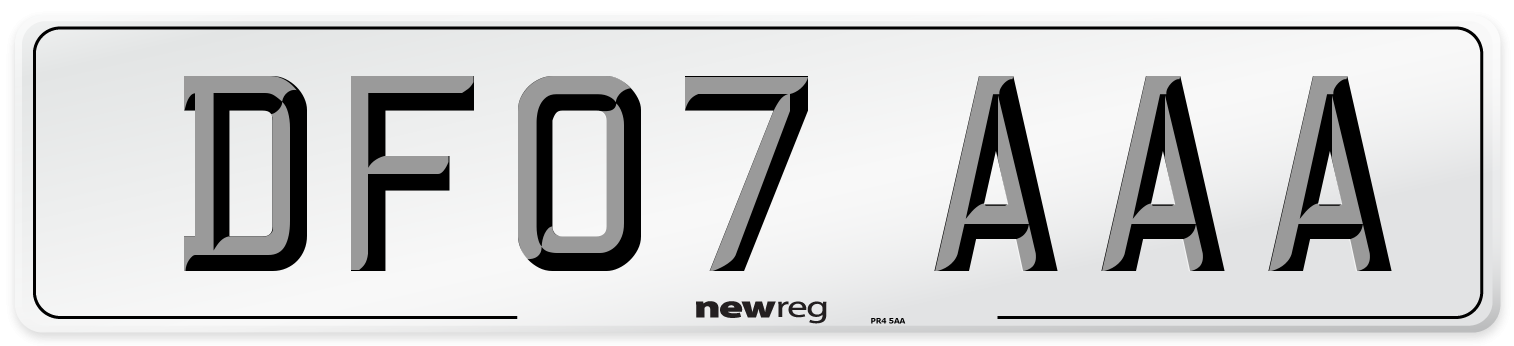 DF07 AAA Number Plate from New Reg